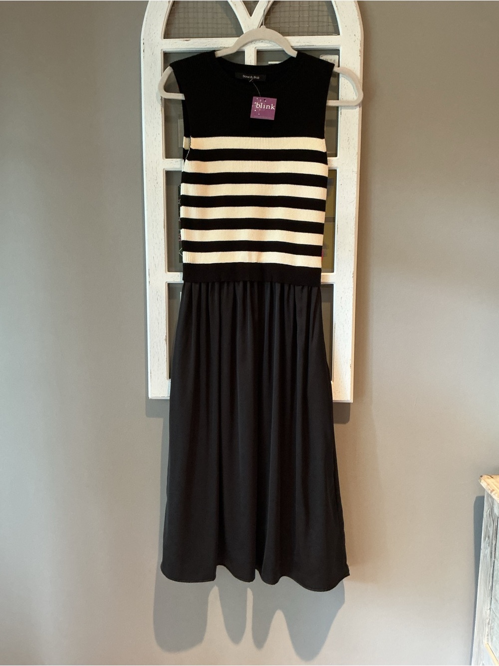 Strut & Bult Black and White Striped Midi Dress